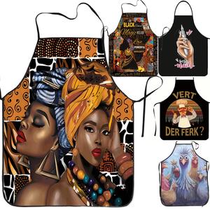 African Woman Pattern Apron, 1 Count Breathable & Waterproof Apron, Adult Size Kitchen Apron, Gift for Daughter & Mother & Wife & GF, Mother's Day Gift