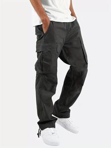 Men's Solid Flap Pocket Cargo Pants, Regular Fit Athleisure Comfy Breathable Trousers for Daily Wear, Men's Bottoms for All Seasons