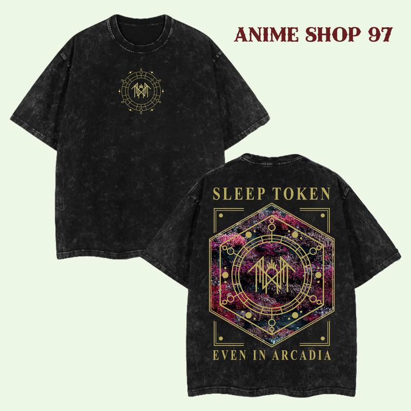 [A97] Retro Heavy Limited Sleep Token Emergence Washed T-shirt Rock Band Graphic Tee Oversized Unisex Streetwear Heavyweight Cotton Shirt Gift for Rock Music Lovers Gothic Punk Emo Grunge and Y2K Fans 0