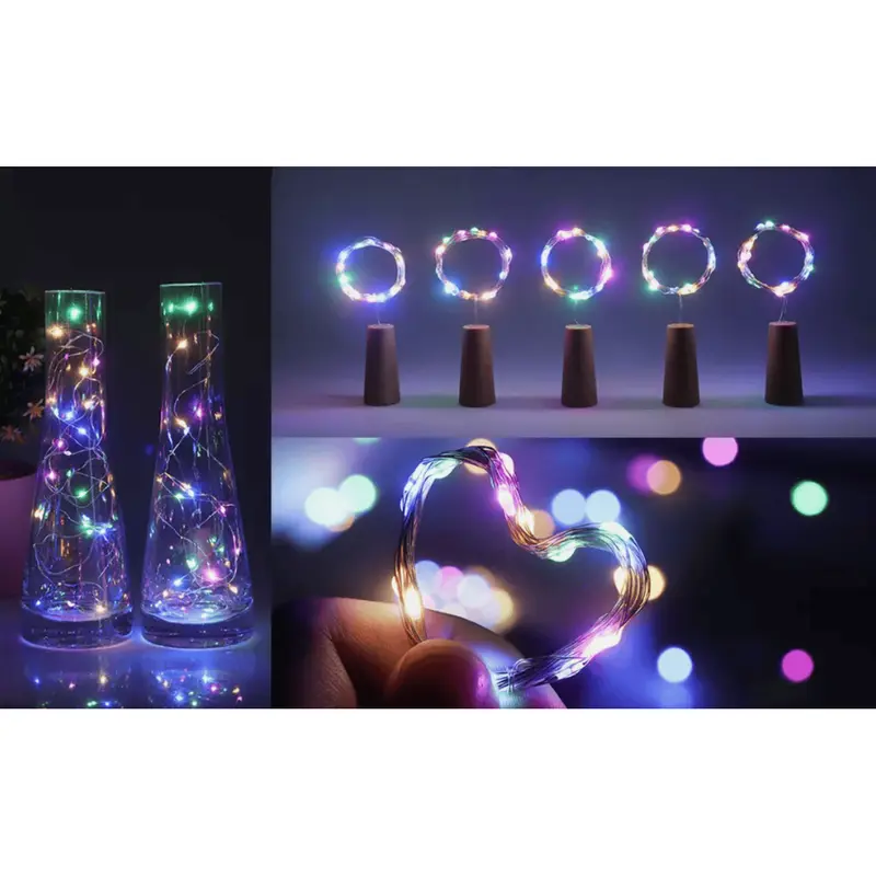 6PCS Copper Bottle String Lights Light 20 LED 2M Fairy Wine Cork Shaped 1