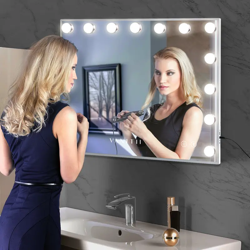 VANITII Hollywood Bluetooth Vanity Makeup Mirror with Lights 15 LED Standing Mirror Wall 6