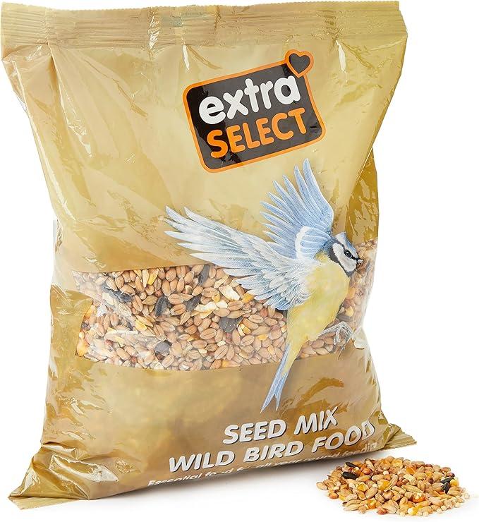 Extraa Select Wiild Bird Seed Mix with Black Sunflower Seeds, Wheat, Dari, Millet Seeds - Nutrient Rich Wild Bird Food for Small Birds - 1kg 0