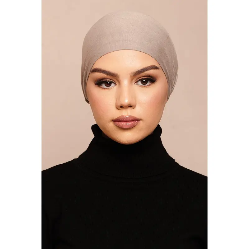 Latte Bamboo Jersey Hijab Cap 3