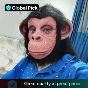 Monkey Face Latex Mask, 1 Count Funny Animal Full Face Headgear, Halloween Cosplay Props for Party, Festive & Party Supplies