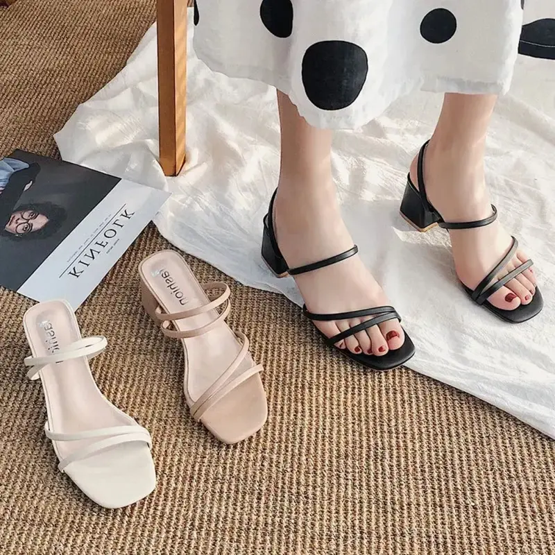 Women's high-heeled sandals Summer casual women's Shoes Women's square heels Open Toe Ankle strap Women's Wedge Shoes 2022 new 3