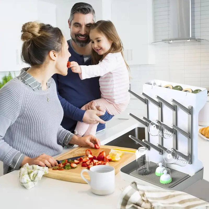 Baby Bottle Drying Rack – 3-Tier Vertical Design with Detachable Drip Tray, Quick Drying for Baby Bottles and Pump Part Cleaning 2