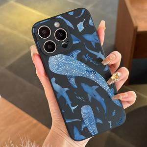 Shark Pattern Phone Case, Fashion Shockproof Phone Cover, Phone Accessories Compatible with iPhone XR 11 12 13 14 15 16 Series, Casing