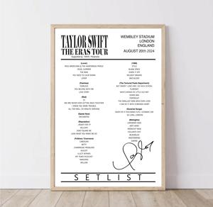 Taylor Swift |  Eras Tour UK Setlists - All Dates Available | A5 A4 A3 Print