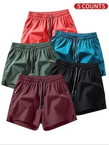 Men's Zipper Pocket Shorts, Casual Breathable Shorts for Summer, Men's Bottoms for Beach Vacation, Casual Fashionable Shorts