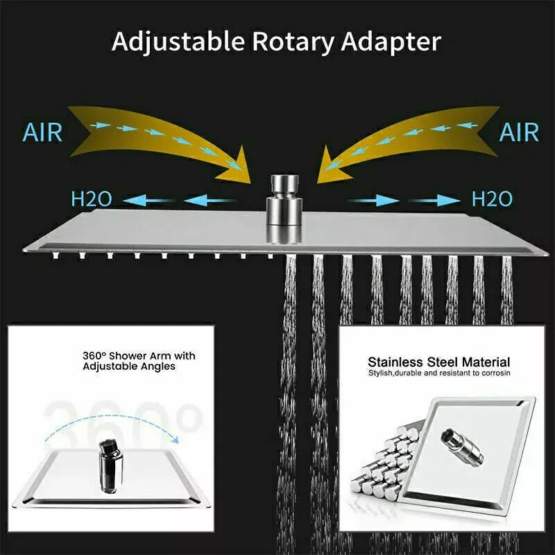High Pressure Stainless Steel Shower Head Extension with Shower Arm 7