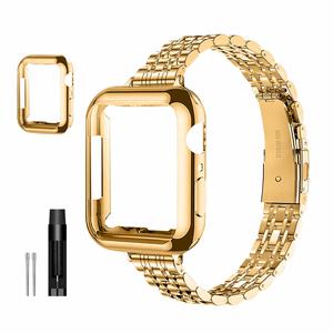 Watch Band with Watch Case (Band & Case Only), Stainless Steel Smartwatch Strap with Watch Case, Watch Accessories Compatible with Apple Watch 9/8/7/6/5/4/3/2/1/SE/SE2, Smart Watch Straps, Watch Protector
