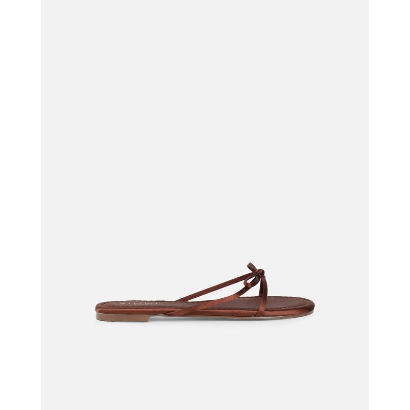 Char Chocolate Satin Bow Sandals 1