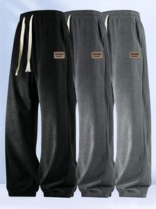 Men's Solid Color Corduroy Pants, Casual Comfy Straight Leg Trousers for Spring & Fall, Men's Bottoms for Daily Wear