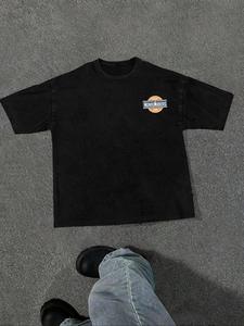 Men's Letter Print Round Neck Tee, Loose Casual Short Sleeve Crew Neck T-Shirt for Summer, Fashion Men's Top for Daily Wear, Tropical