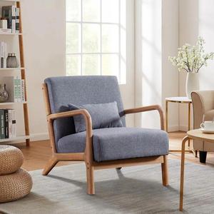[Today's Deals] EBELLO Modern Accent Chair, Comfy Fabric Living Room Chairs with Solid Wood Frame, Lounge Reading Armchair, Easy Assembly Design