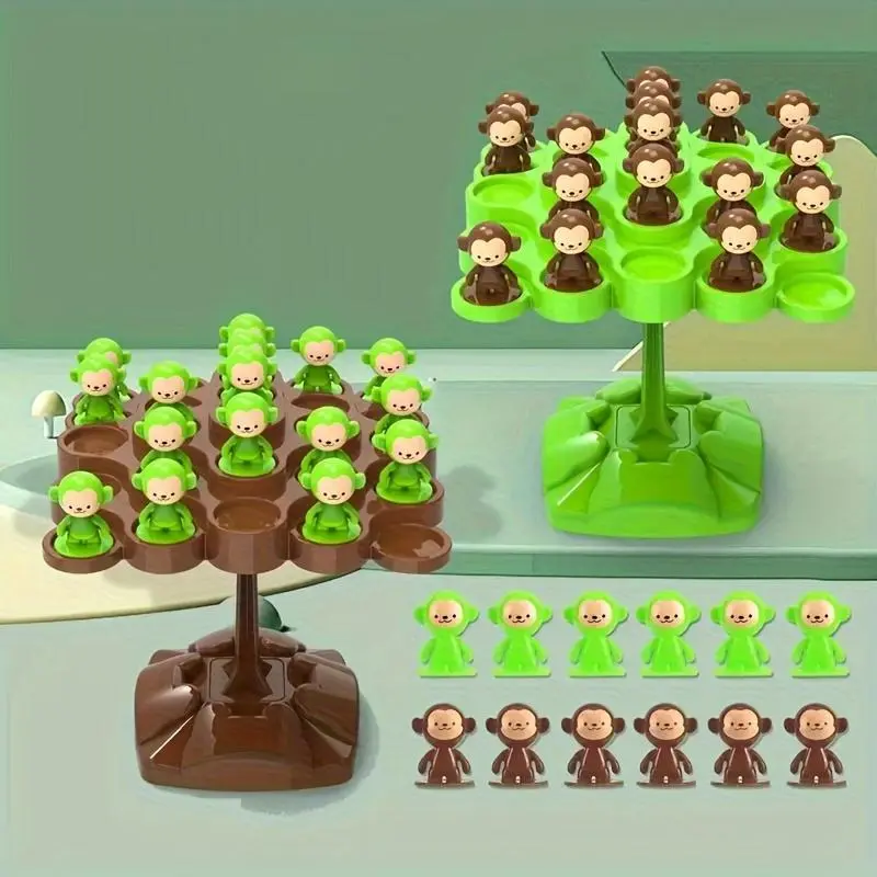 Monkey Balance Tree Focus Training Puzzle Stacking Game for Two Players, Interactive Balance Toy for Children, Randomly Selected Set. 0