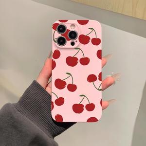 Cherry Pattern Phone Case, Decorative Phone Protector Cover, Phone Accessories Compatible with iPhone 11 12 13 14 15 16 Pro Max, Casing