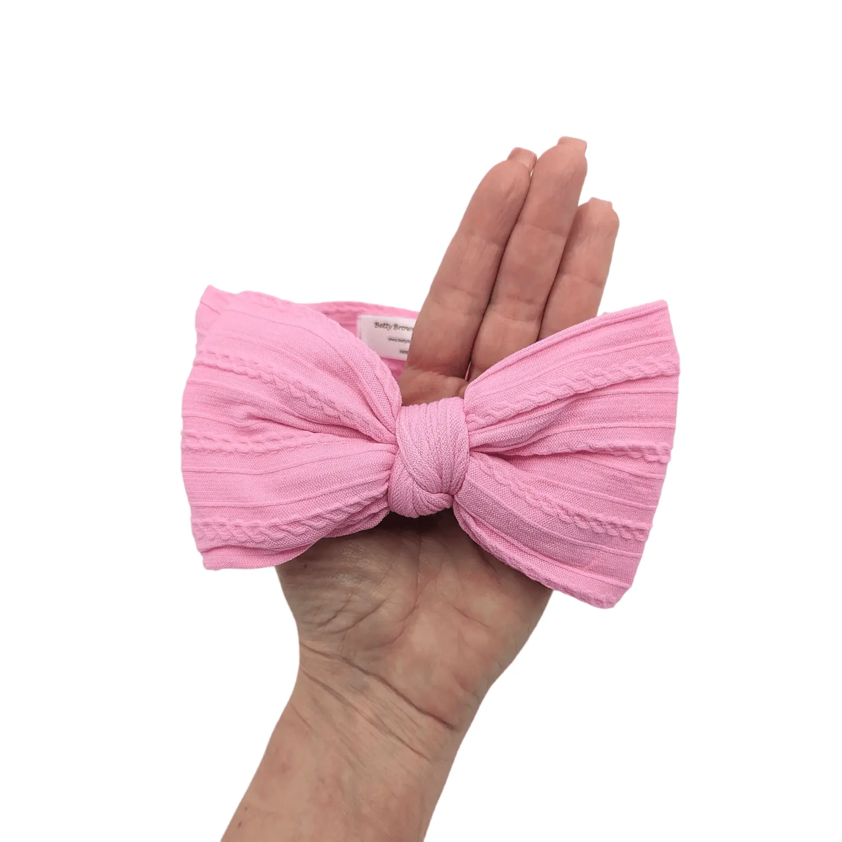 Candy Pink Larger Bow Cable Knit Headband