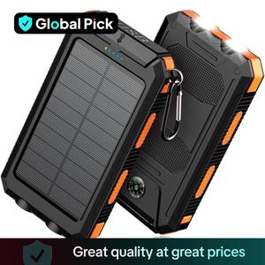 Multifunctional Outdoor Camping Flashlight, Solar Or USB Charging Power Bank with Compass Function, Durable Intelligent Indicator Light, Perfect for Camping Travel