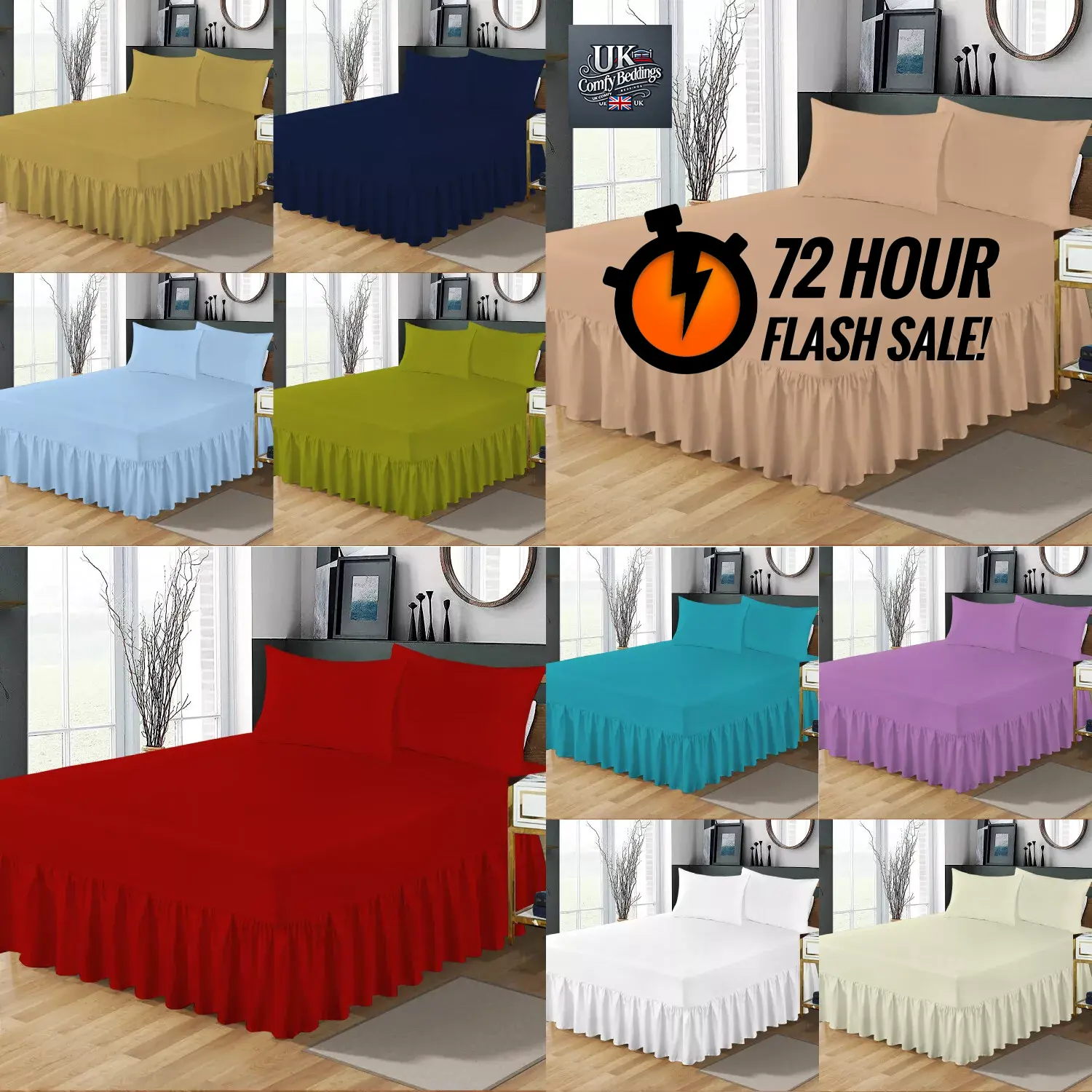 Egyptian Quality Plain Dyed Ultra-Soft Polycotton Valance Extra Deep Fitted Sheet - Bed Sheets Single Double King Super King Size Enhance Your Bedroom with These Luxurious Practical Easy to Maintain Bed Sheets