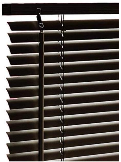 Product Introduction of Awesome Store PVC & Wood Wooden Grain Effect Window Venetian Blind Blinds Easy Fit Curtains Trimmable Fittings Windows Treatment Privacy Shutters Twist Open Close (Black-PVC, 45x150) 18