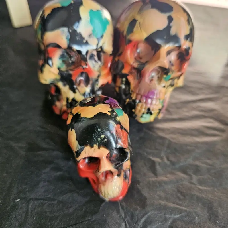 Multicoloured Skull Home Decor Recycled Fillament - Festive Ornaments 1