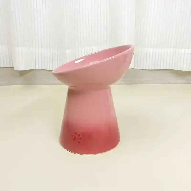 Rainbow High Footed Dog Bowl Snack Bowl Neck Protection Pet Drinking Water Cat Food Anti Slip Anti Black Chin 6