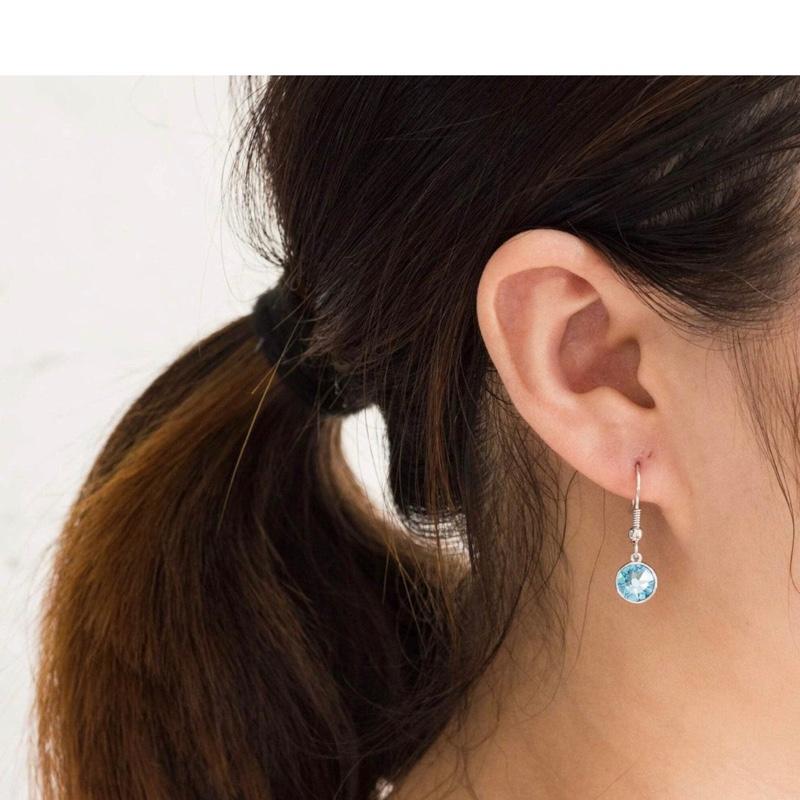 Philip Jones March Birthstone Drop Earrings Created with Aquamarine Zircondia Crystals 2