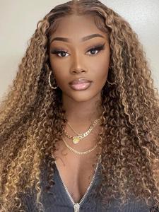 Highlight Deep Wave Lace Front Wigs for Women, Gorgeous Fluffy Wigs with Baby Hair Design, Human Hair Wigs for Party, Daily Use
