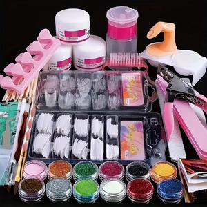 Complete Acrylic Nail Kit for Beginners, 12 Shiny Colors Including, Clear, Allergy-free, Professional Manicure Set, Nail Care Nail Art Tool
