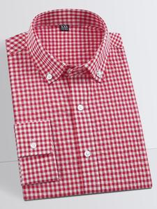 Men's Regular Fit Plaid Print Long Sleeve Button Up Shirt, Casual Comfy Top for All Seasons, Men's Clothes for Daily Wear