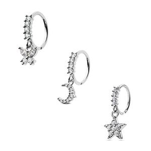 Butterfly Star Moon Dangle Nose Ring Jewelry Rhinestone Decor Earrings Nose Piercing