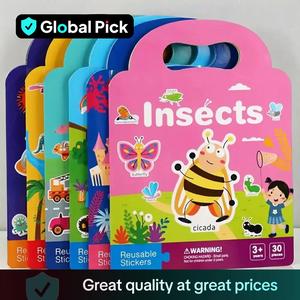 Reusable Sticker Book, 1/6 Counts Waterproof Double-sided Design Sticker Book, Educational Toy for Kids, Perfect for Gifts, Toys, Art Stickers, Diy Sticker, Diary Sticker, Insects Craft Kits, Sticker Cards, Fun Stickers