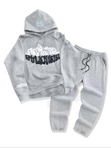 Men's Letter Print Hoodie & Drawstring Waist Sweatpants Two-piece Set, Casual Long Sleeve Hooded Pullover & Jogger Pants for Fall & Winter, Men's Two-piece Outfits Co-ord Sets for Daily Wear