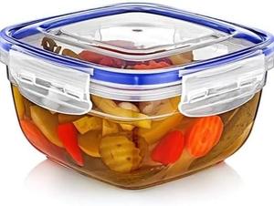 Clear Plastic Quality Air Tight Containers Tubs With Lockable Lids Microwave Safe (3750, Square, 1, ALC-147)