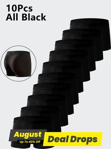 Men's Solid Color Boxer Brief, Casual Comfy Breathable Underwear for Daily Wear, Men's Underwear for All Seasons, Underwear for Men, Clothing, Boxers for Men, Breathable Soft Underwear, Black Casual Sports Underwear Sets, Underwear Boxer Briefs