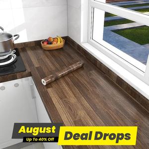 Wood Grain Pattern Self-adhesive Furniture Sticker, 1 Roll Waterproof Wall Sticker, Decorative Sticker for Home Kitchen Living Room