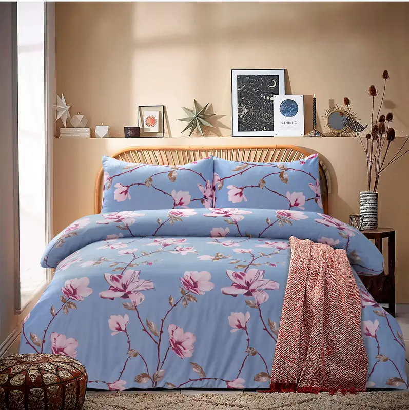4 Piece Luxury Bedding Set – Includes Duvet Cover, Fitted Sheet, 2 Pillowcases – Super Soft, Breathable Fabric – Elegant Floral, Greek, and Jacquard Designs – Perfect for Double, King Beds – Easy Care, Machine Washable, Hotel Quality 7
