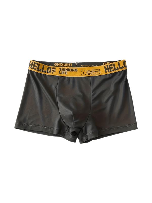 Comfortable 10-Pack HELLO Men'S Boxer Briefs - Breathable Polyester 95% Spandex 5% - Fashionable Casual Sports Shortie Underwear, Medium Stretch, Solid Color Knit Fabric 7