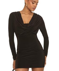 Oliana Cowl Neck Long Sleeve Bodycon Mini Dress