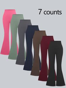 Women's Solid High Waist Flare Leg Sports Leggings, Casual Comfy Breathable Bell Bottom Trousers for Yoga Gym Workout Running, Ladies Sportswear for All Seasons
