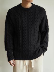 Men's Solid Textured Drop Shoulder Sweater, Loose Casual Long Sleeve Round Neck Jumper for Fall & Winter, Fashion Men's Knitwear for Daily Wear