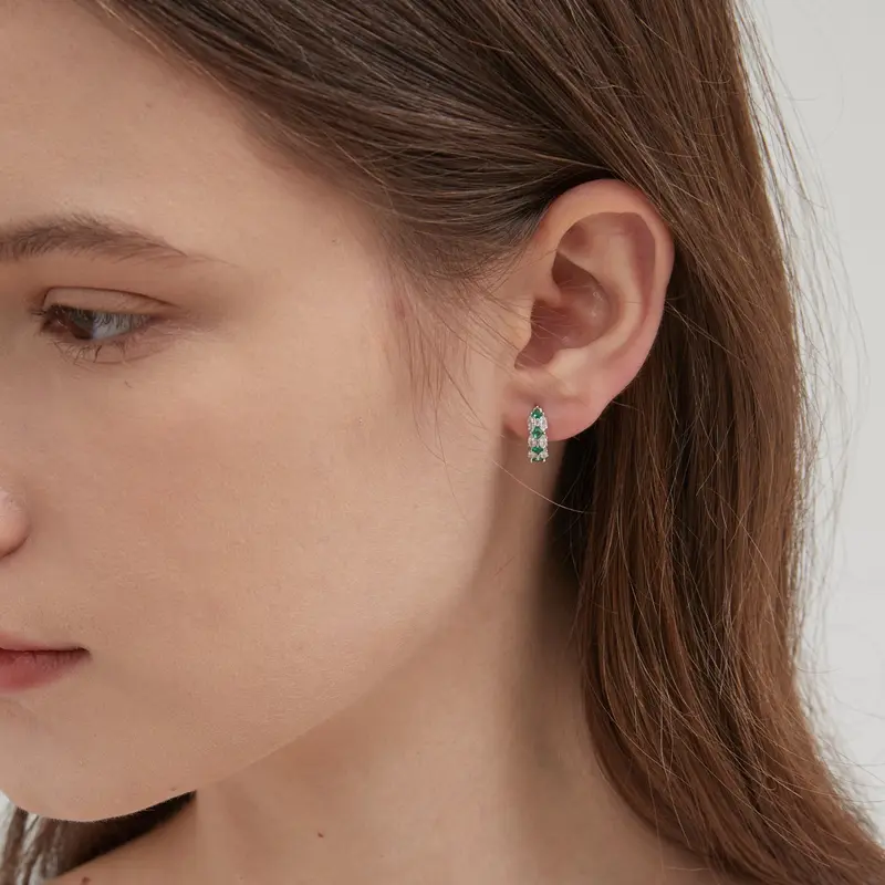 Emerald Green Hoops (S925) 5