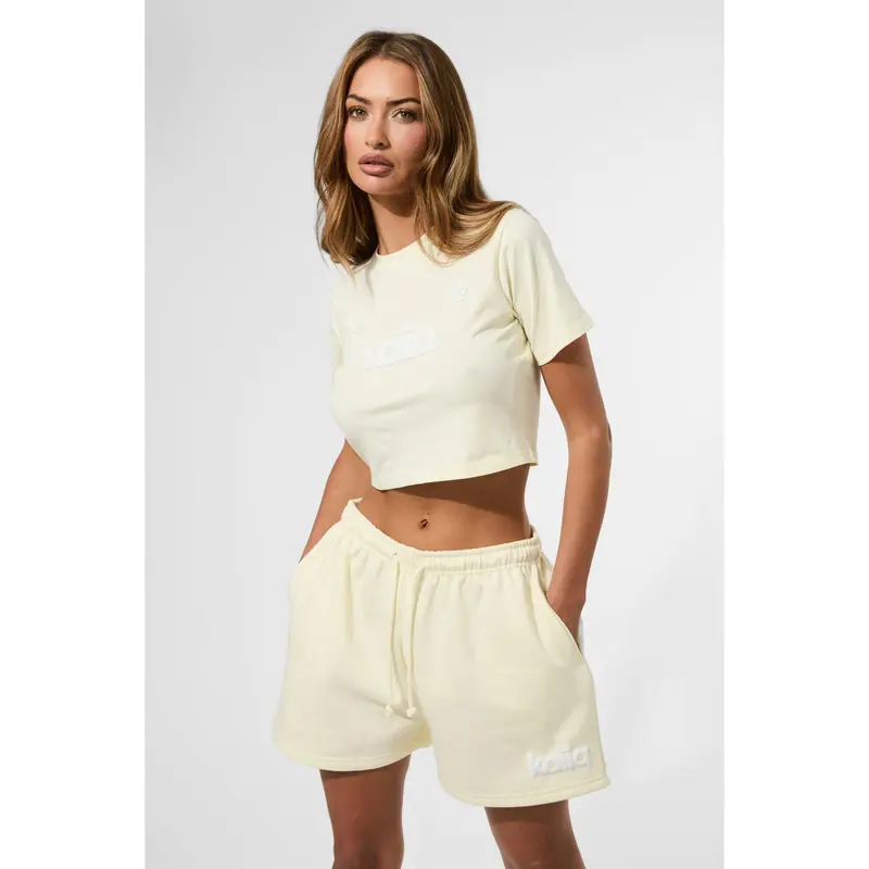 Kaiia Puff Print Sweat Shorts Lemon 1