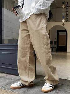 Men's Solid Pocket Drawstring Waist Pants, National Day Clothing, Loose Casual Comfy Straight Leg Trousers for Daily Wear, Woven Bottoms for All Seasons, Classic Relaxed Pants