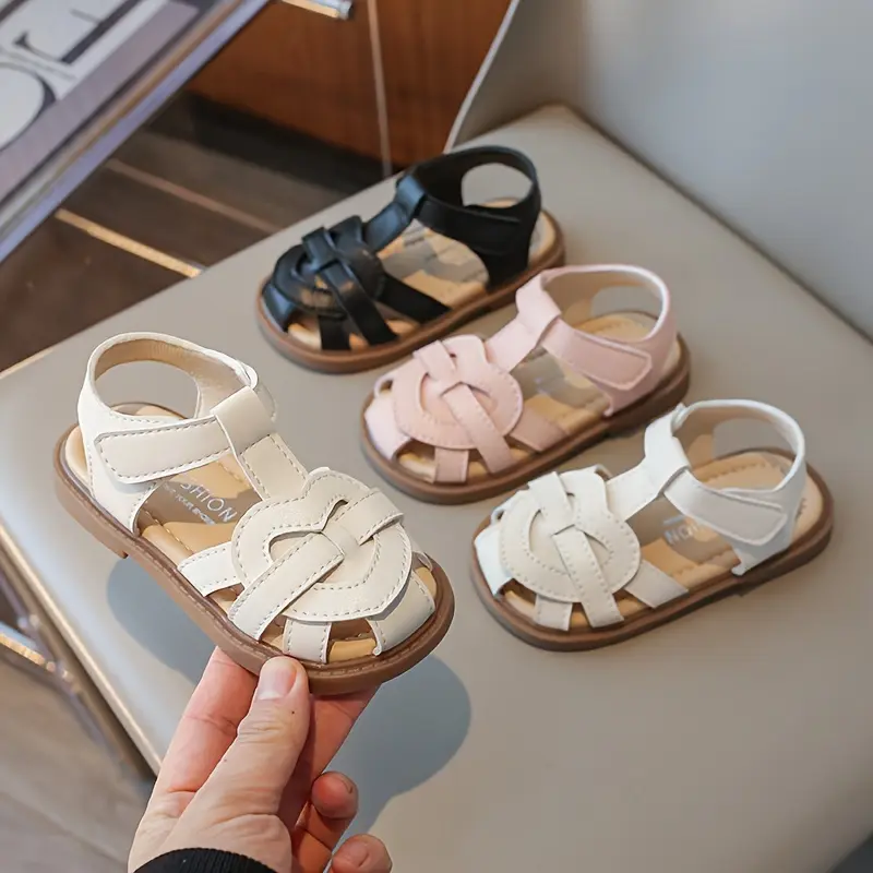 Trendy Solid Color Sandals For Girls, Breathable Lightweight Sandals For Indoor Outdoor Beach, Spring And Summer 1
