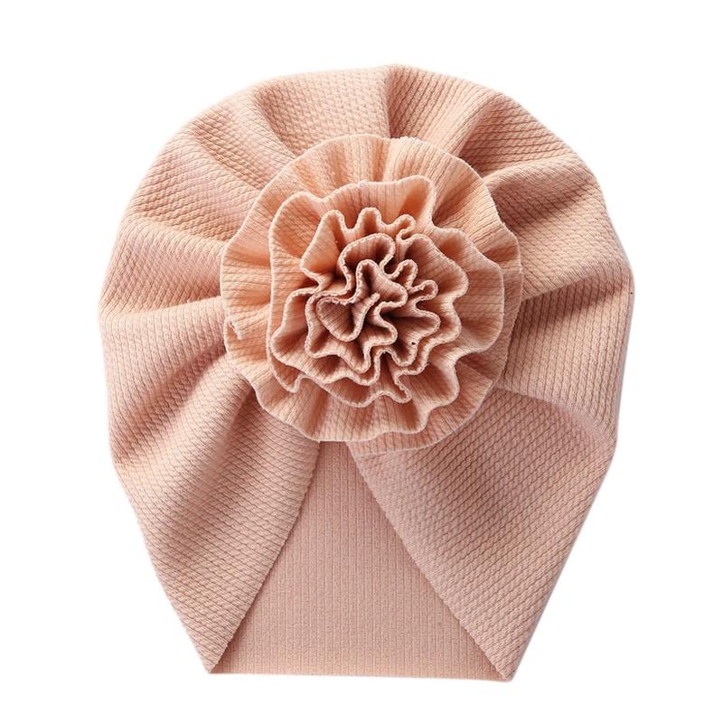 Product Introduction of Big Blossom Flower Ribbed Turban Baby Hats Topknot Cotton Cap Toddler Boy Girl Headwraps Bonnet Newborn Beanies Kids Accessories 5