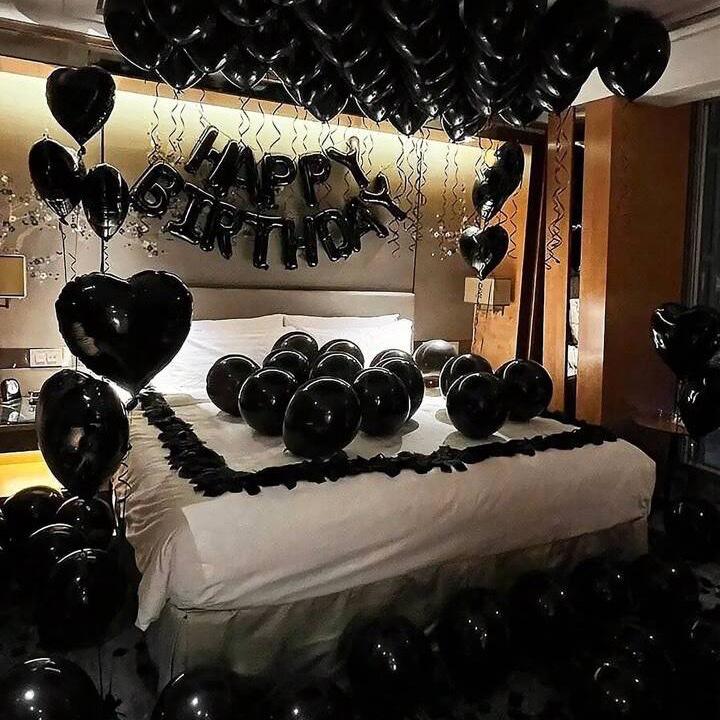 44pcs Black Happy Birthday Balloon Set with Letter Balloon, Heart Balloons and Latex Balloons for Birthday Party Decorations kit 2