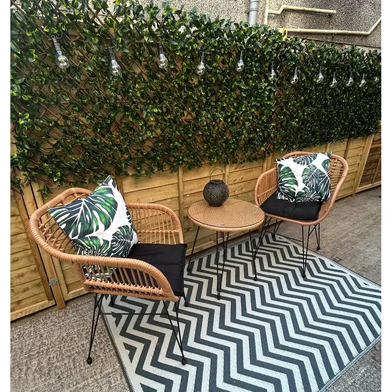 Vicenza Wicker Rattan Garden Bistro Table & Chairs Set 2