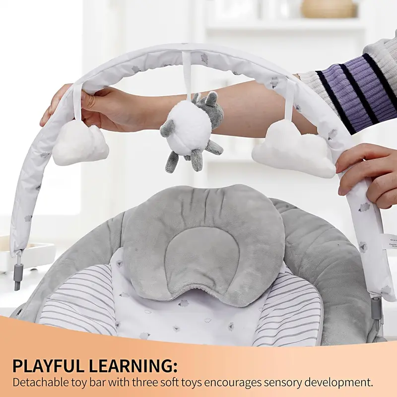 LADIDA Soft Padded Lamb Bouncer, Suitable for Newborns 0-6 Months, Soothing Music and Vibration 5